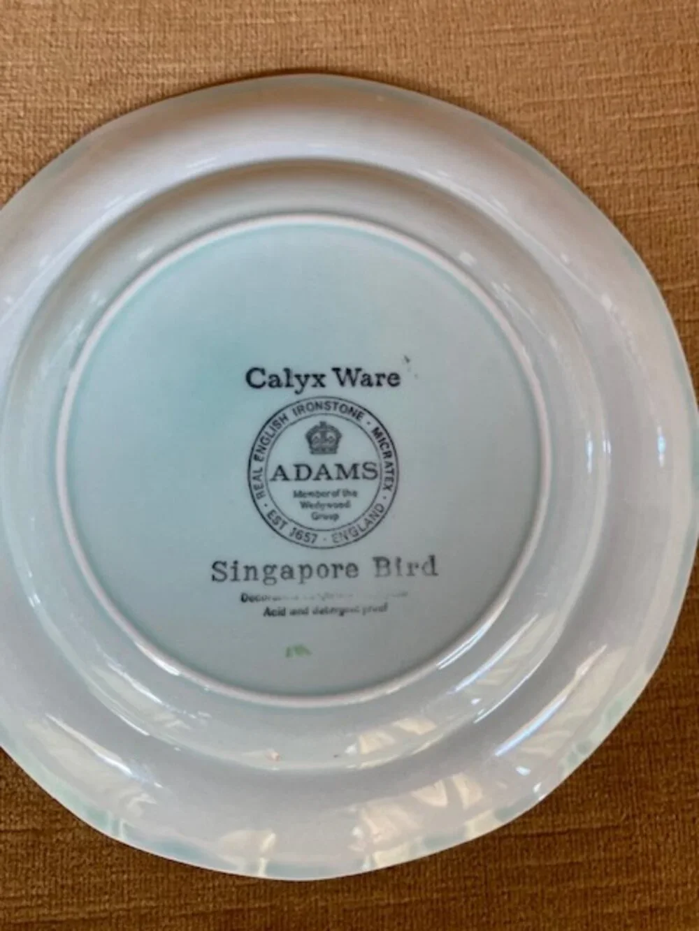 ADAMS SINGAPORE BIRD BREAD & BUTTER PLATES- 6 1/8